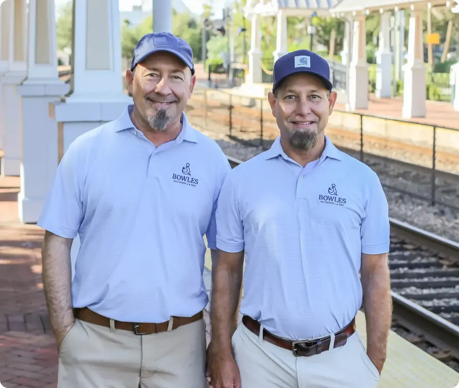 The Bowles Pools family team in company shirts