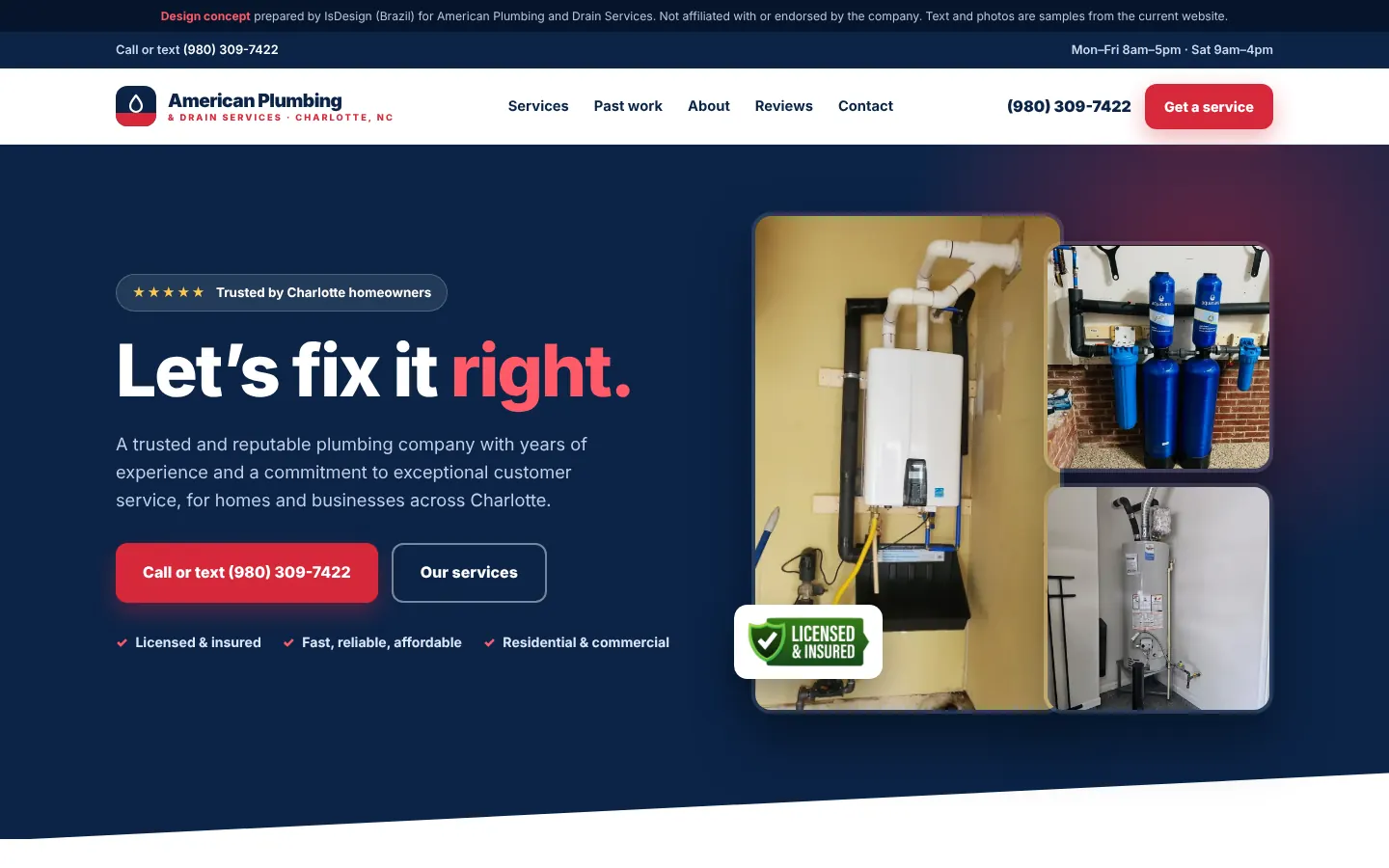 American Plumbing & Drain concept, desktop view