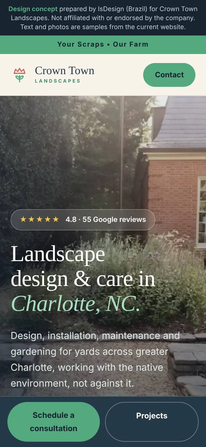 Crown Town Landscapes concept, mobile view